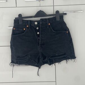 Re/Done Black cutoff denim high rise short - size 26